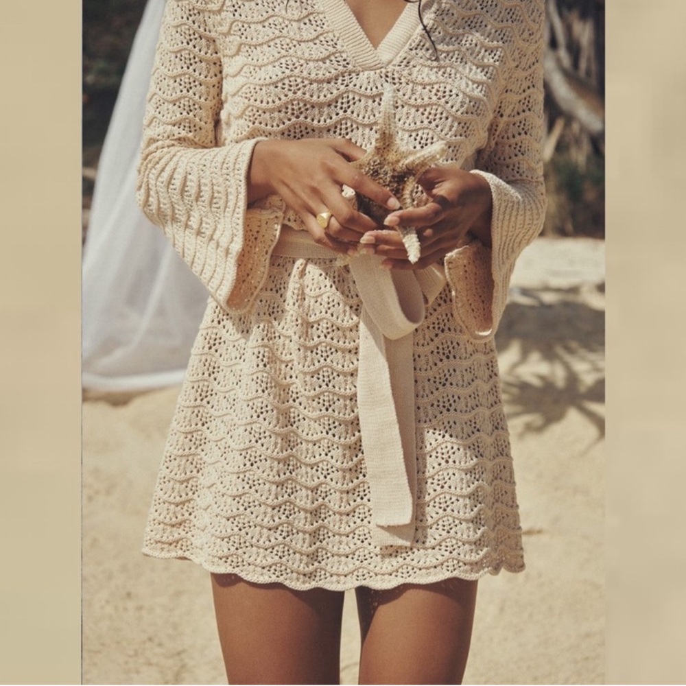 Spell Cream Crochet Mini Dress